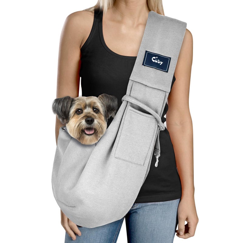 CUBY Dog and Cat Sling Carrier - Hands Free Reversible Pet Papoose Bag - Soft Pouch and Tote Design - Suitable for Puppy, Small Dogs Cats Outdoor (Classic Grey) - Image 1